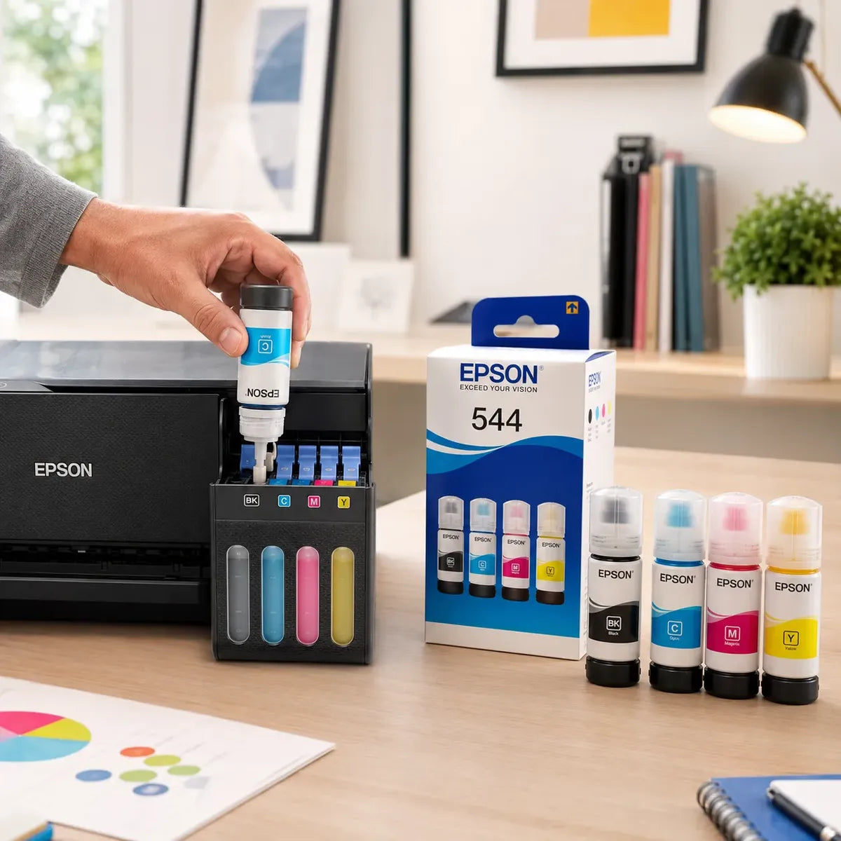 Kit Epson T544 Preto, Amarelo, Magenta, Ciano Tinta 4 Cores