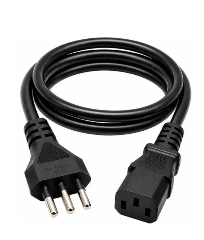 Cabo de Força Tripolar 1,5m para PC, Monitor e Impressora