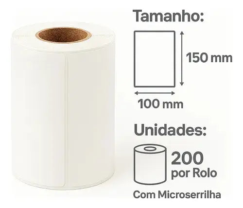 4 Rolos Etiqueta Térmica Direta 10x15 Serrilha Branca Zebra Elgin Argox