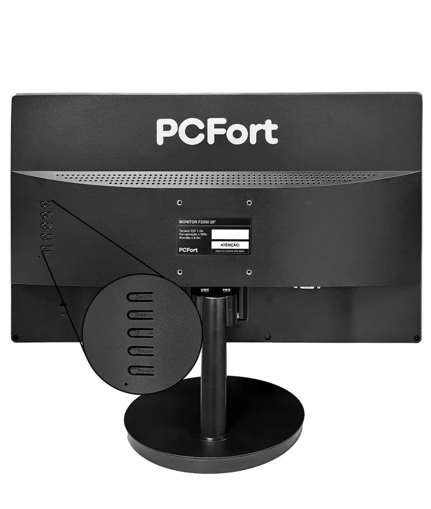 Monitor PCFort F2030 20" VGA HDMI VESA Bivolt