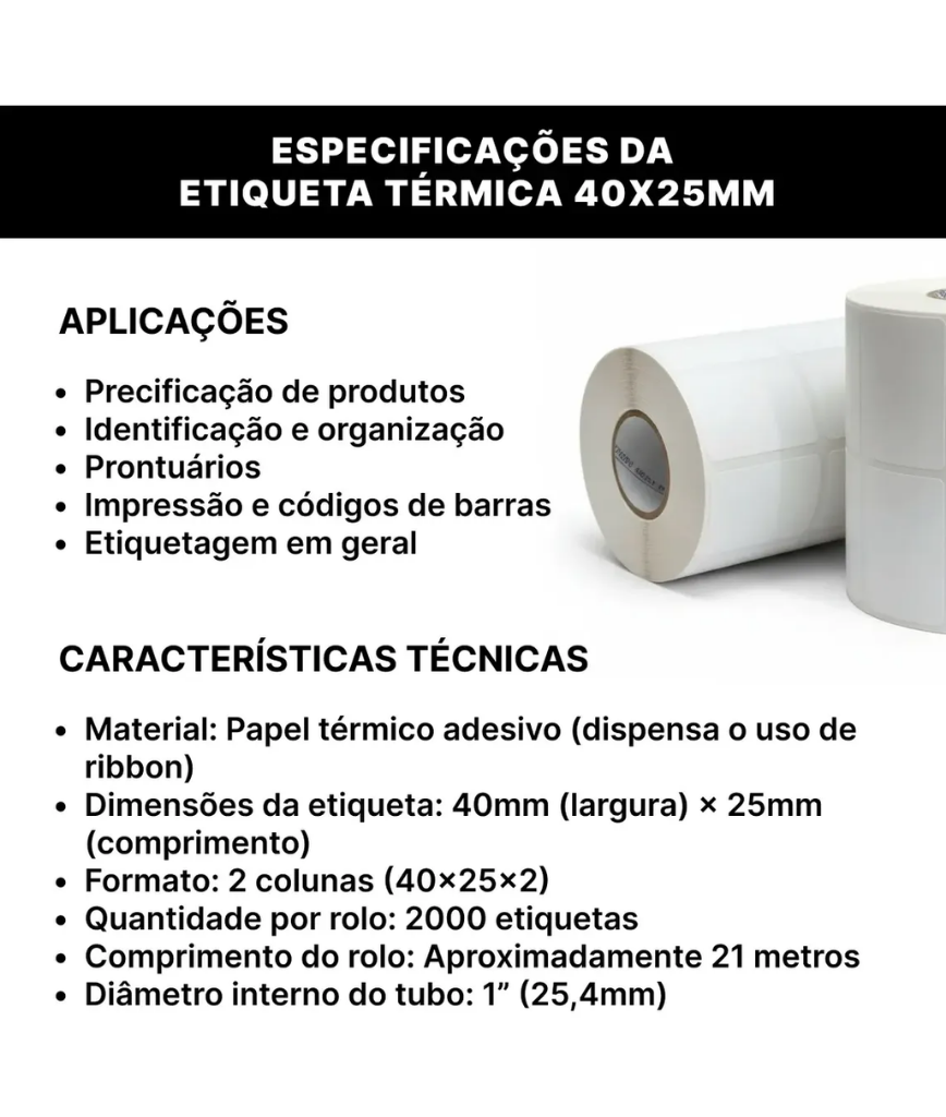 Etiqueta 40x25 2 Colunas Zebra Full Sku Preço