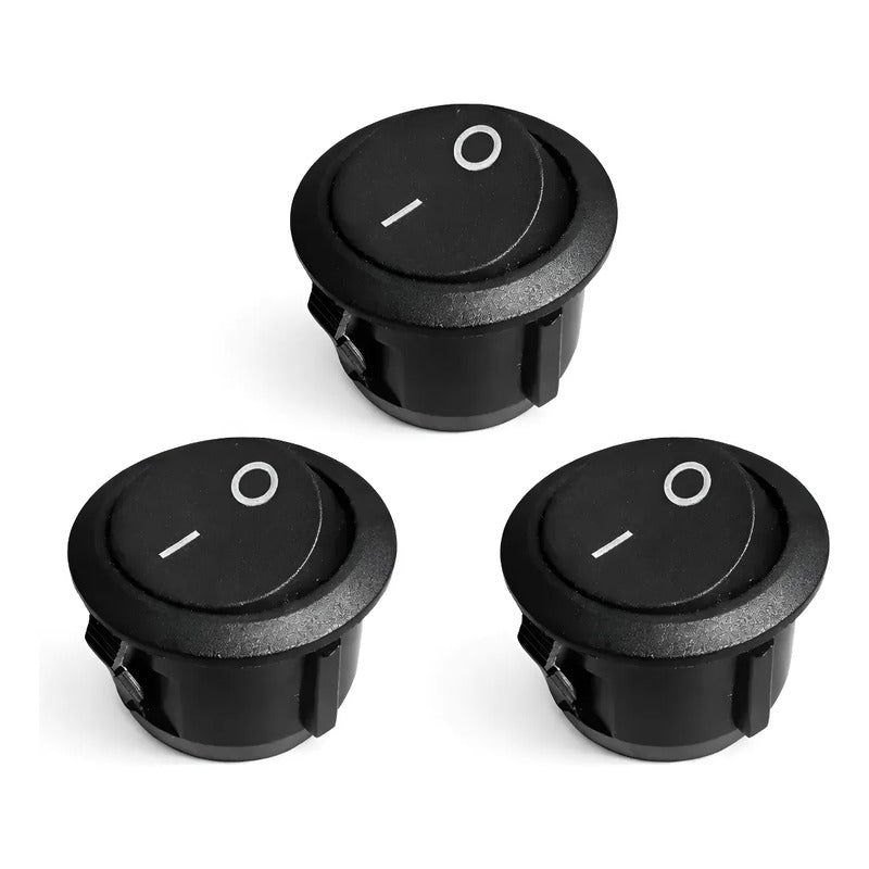 Chave Gangorra Botão Liga Desliga Interruptor Pinos Kit 3un Preto
