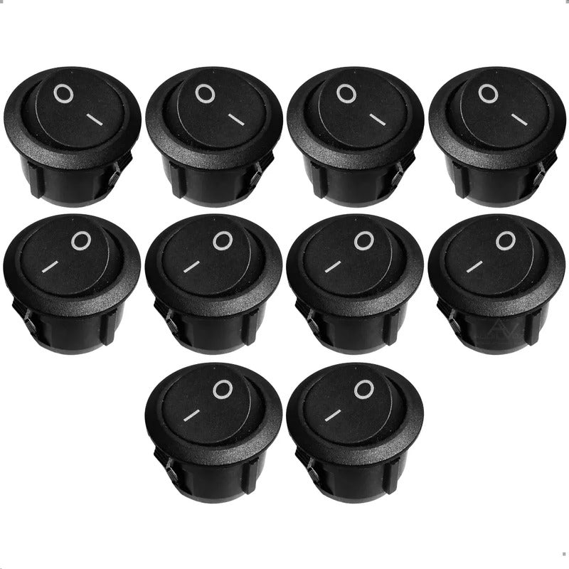 Chave Gangorra Botão Liga Desliga Interruptor Pinos Kit 10un Preto