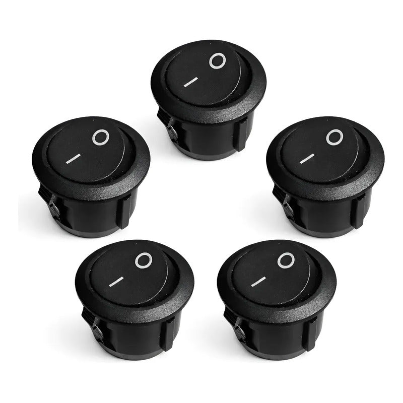 Chave Gangorra Botão Liga Desliga Interruptor Pinos Kit 5un Preto