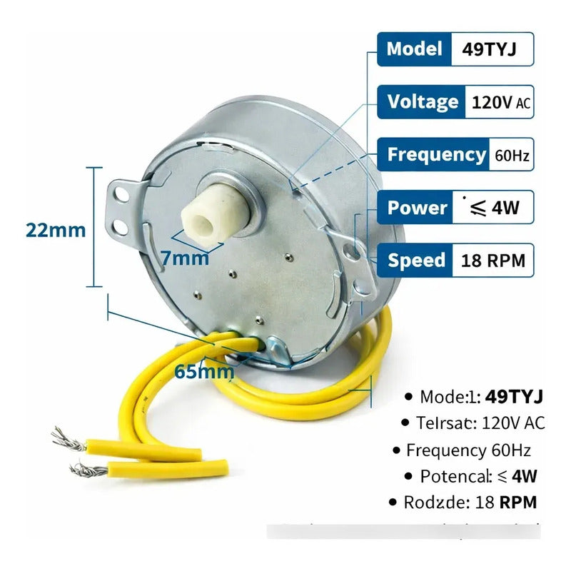 Kit Com 3 - Motor Microondas 49tyj 110v 18rpm Barber Pole
