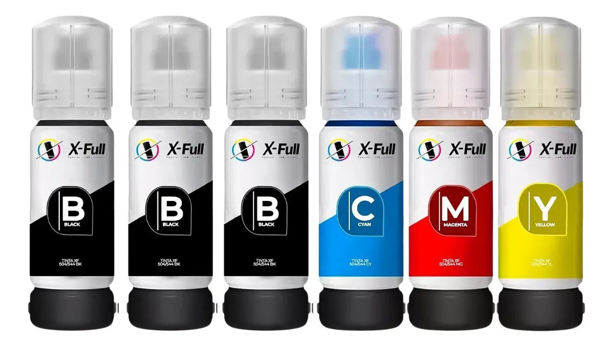 Kit 6 Tintas Epson X-FULL 70 ml Compatíveis 4 Cores