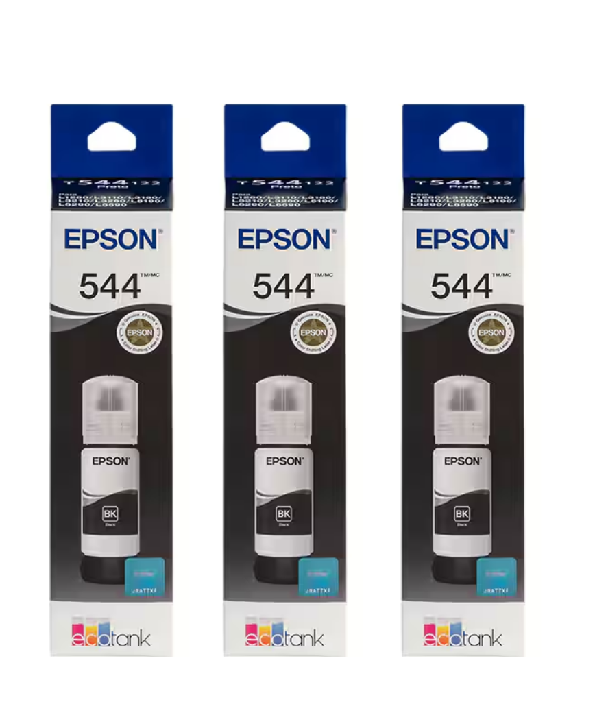 Kit 3 Garrafas de Tinta para Ecotank Preto T544 - T54412-BR - Epson