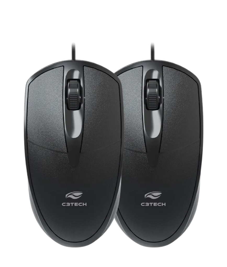 Kit 2 Mouse Usb Preto Com Fio Ms-31bk