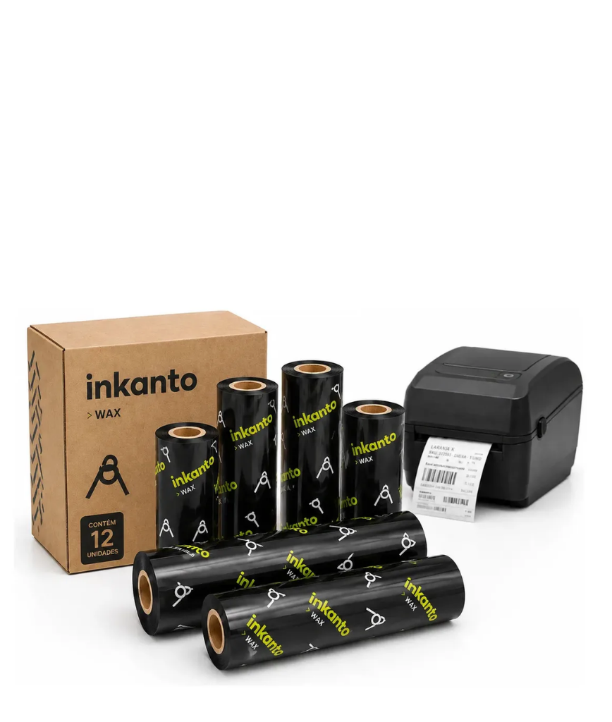 Cx 12 ribbons cera 110x74 Inkanto para Argox Zebra Elgin impressora