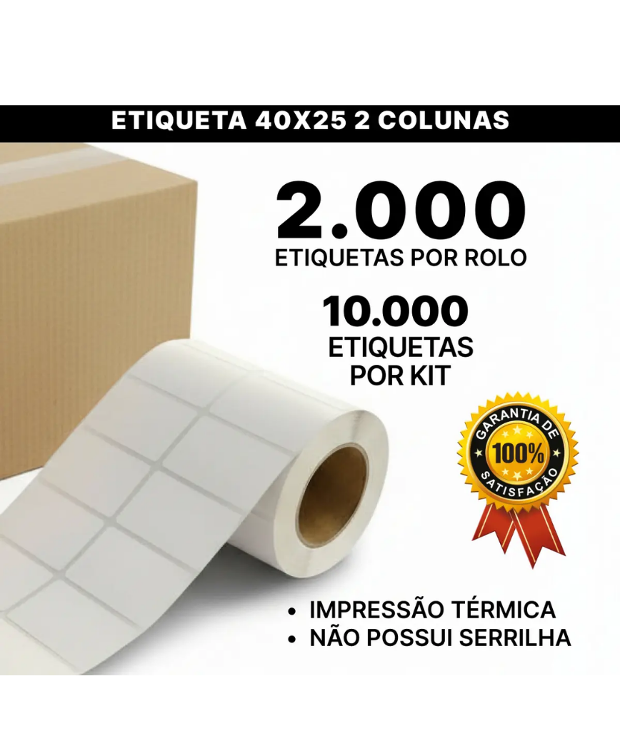 Etiqueta 40x25 2 Colunas Zebra Full Sku Preço